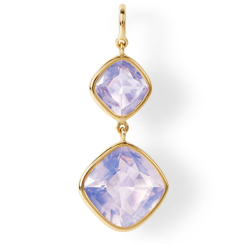 The Betty Earrings (Cushion Cut Lavender Quartz Double Drop Earrings in Solid 18ct Gold)