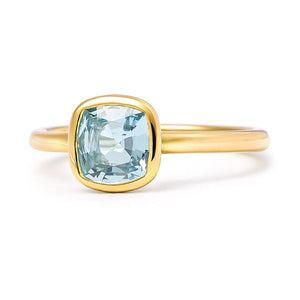 The Grace - Stackable (Cushion Cut Blue Topaz in Solid 18ct Gold)