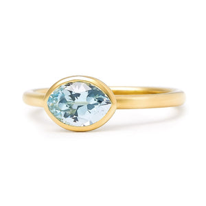 The Grace - Stackable (Moval Cut Blue Topaz in Solid 18ct Gold)