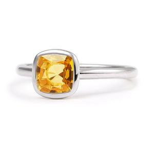 The Josephine - Stackable (Cushion Cut Dark Citrine in Solid Sterling Silver)