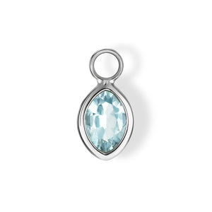 The Grace Charm (Moval Cut Blue Topaz in Solid 18ct White Gold)