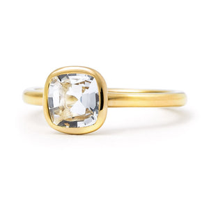 The Nicole - Stackable (Cushion Cut White Beryl in Solid 18ct Gold)