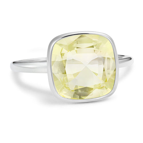 The Dorothy (Cushion Cut Lemon Quartz in Solid Sterling Silver)