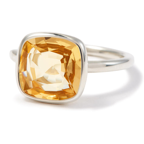 The Meena (Cushion Cut Light Citrine in Solid Sterling Silver)