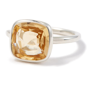 The Meena (Cushion Cut Light Citrine in Solid Sterling Silver)