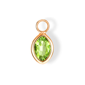The Anderson Charm (Moval Cut Peridot in Solid 18ct Rose Gold)