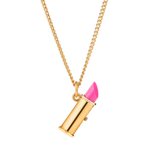 Velvet Carnival Lipstick Charm Necklace (Handmade in Solid 18ct Gold)