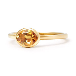 The Josephine - Stackable (Moval Cut Dark Citrine in Solid 18ct Gold)