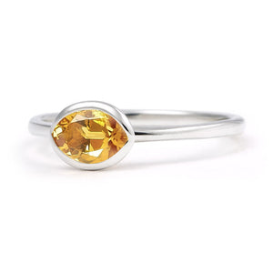 The Josephine - Stackable (Moval Cut Dark Citrine in Solid Sterling Silver)