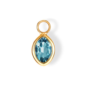 The Grace ‘Intense’ Charm (Moval Cut Deep Blue Topaz in Solid 18ct Gold)