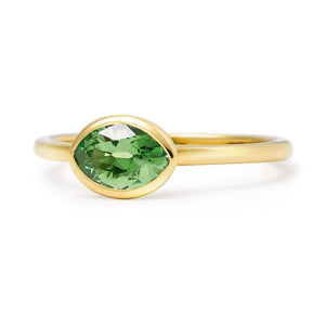 The Greta - Stackable (Moval Cut Green Tsavorite in Solid 18ct Gold)