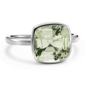The Kate (Cushion Cut Prasiolite in Solid 18ct White Gold)