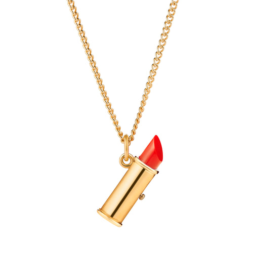 Velvet Morning Lipstick Charm Necklace (Handmade in Solid 18ct Gold)