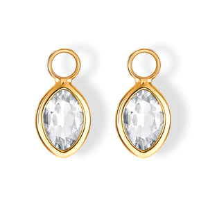The Nicole Charms (Moval Cut White Topaz in Solid 18ct Gold)
