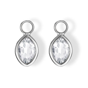 The Nicole Charms (Moval Cut White Topaz in Solid 18ct White Gold)