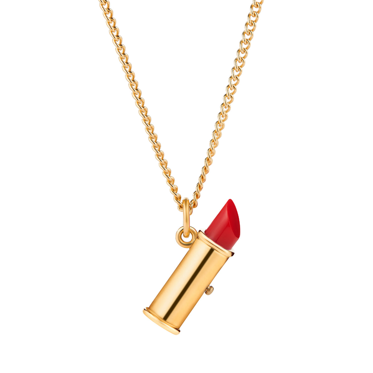 Velvet Ribbon Lipstick Charm Necklace (Handmade in Solid 18ct Gold