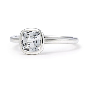 The Nicole - Stackable (Cushion Cut White Beryl in Solid Sterling Silver)